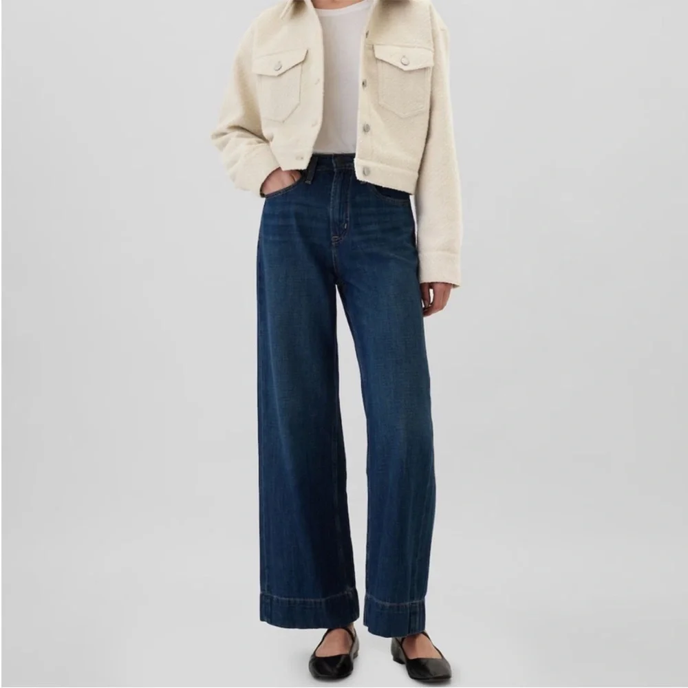 GAP boucle cropped Icon jacket in birch white. - Picture 4 of 12
